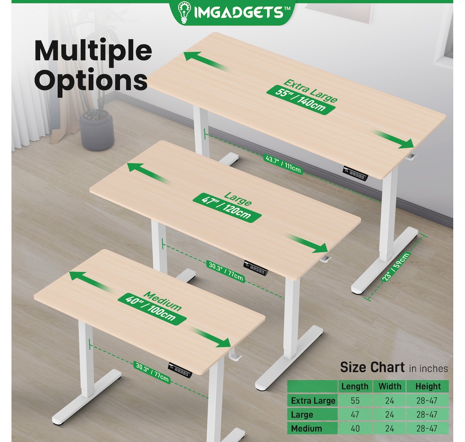Image 937985_ALTMORE12.jpg, Product 937-985 / Price $199.99, IMGadgets 55'' x 24'' Ergonomic Electric Sit-Stand Desk for Large Workspace from IMGadgets on TSC.ca's Home & Garden department
