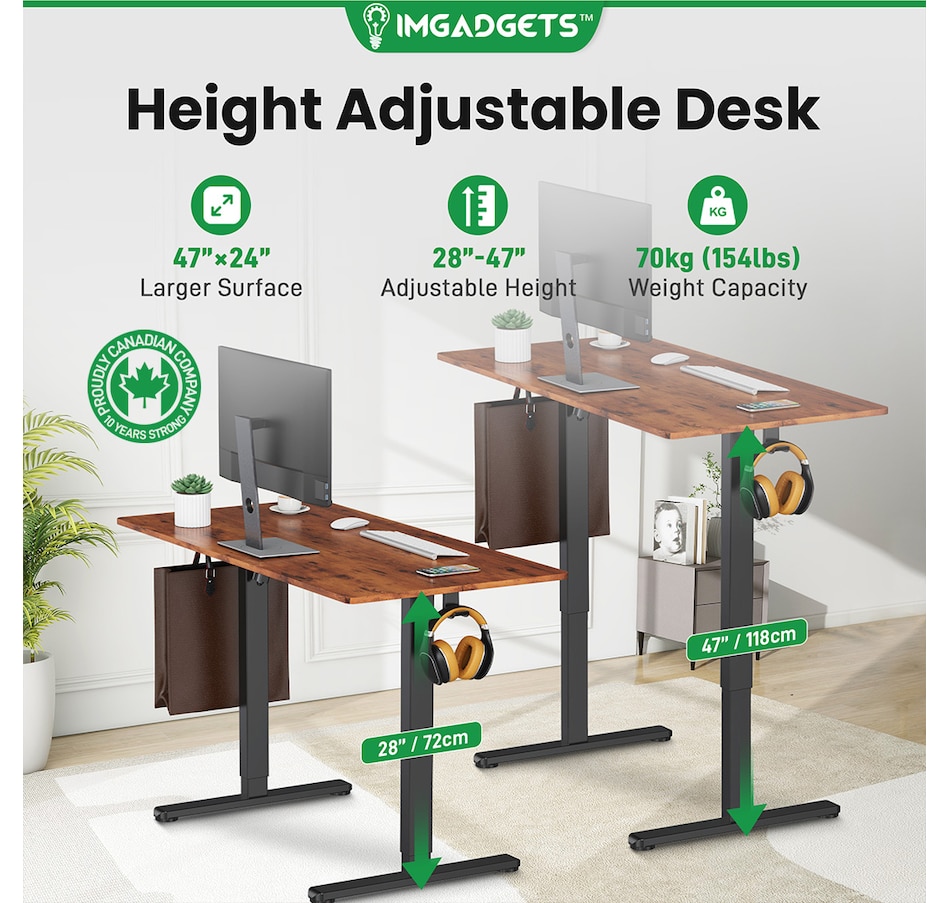 Image 937985_ALTMORE14.jpg, Product 937-985 / Price $199.99, IMGadgets 55'' x 24'' Ergonomic Electric Sit-Stand Desk for Large Workspace from IMGadgets on TSC.ca's Home & Garden department