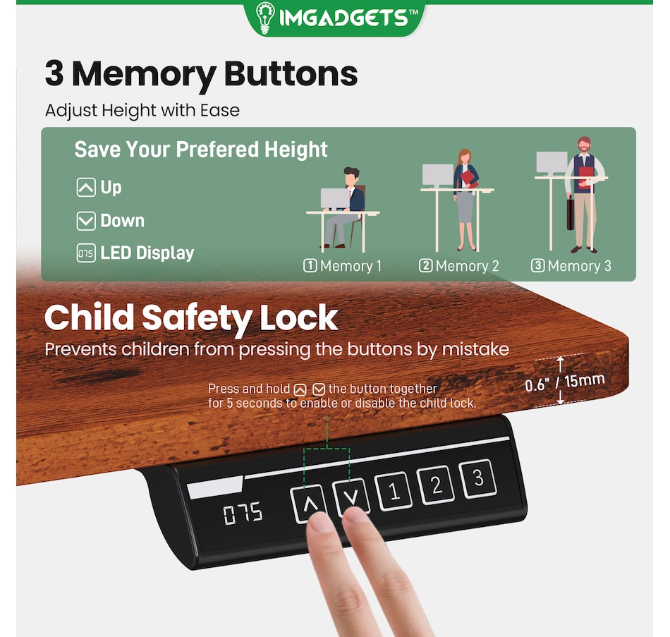 Image 937985_ALTMORE15.jpg, Product 937-985 / Price $199.99, IMGadgets 55'' x 24'' Ergonomic Electric Sit-Stand Desk for Large Workspace from IMGadgets on TSC.ca's Home & Garden department