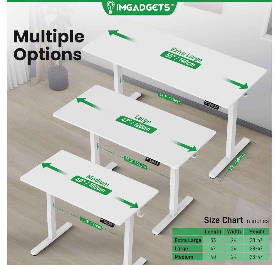 Image 937985_ALTMORE25.jpg, Product 937-985 / Price $199.99, IMGadgets 55'' x 24'' Ergonomic Electric Sit-Stand Desk for Large Workspace from IMGadgets on TSC.ca's Home & Garden department