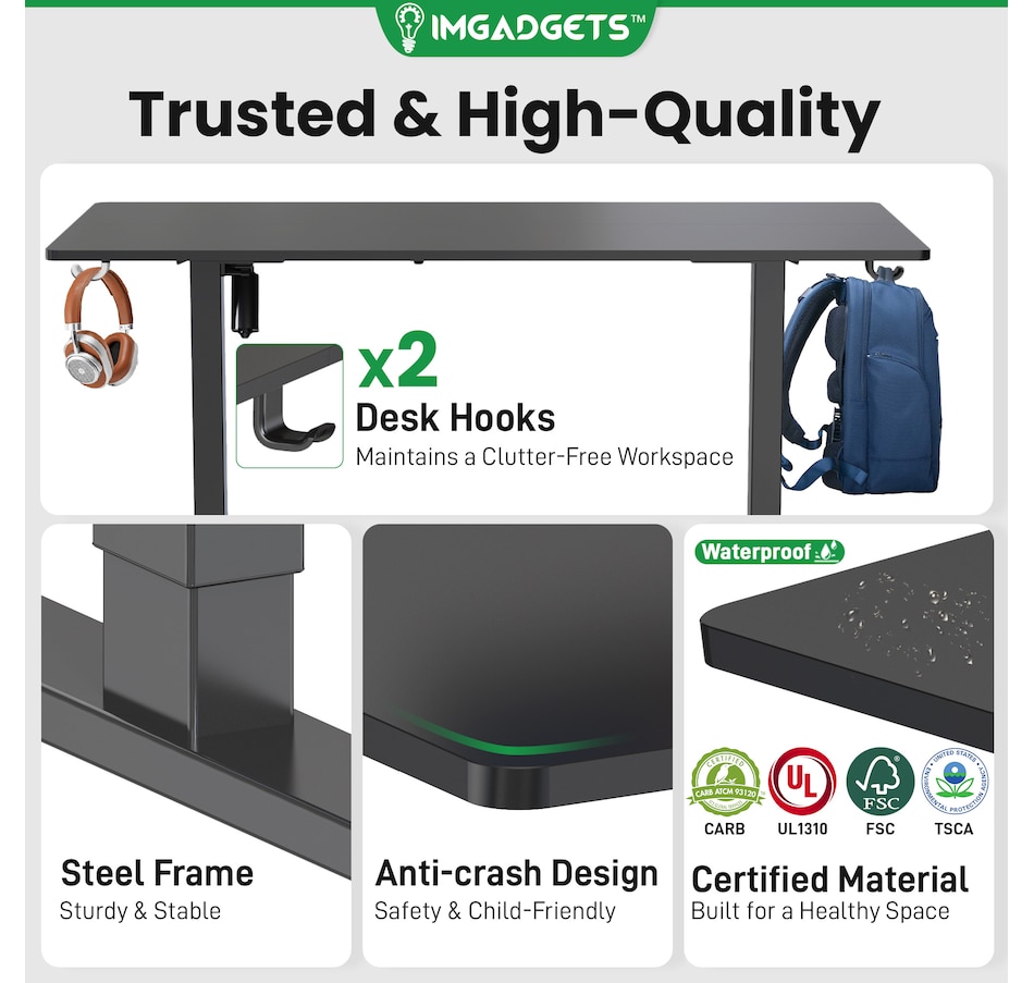 Image 937985_ALTMORE5.jpg, Product 937-985 / Price $199.99, IMGadgets 55'' x 24'' Ergonomic Electric Sit-Stand Desk for Large Workspace from IMGadgets on TSC.ca's Home & Garden department