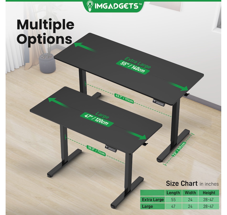 Image 937985_ALTMORE6.jpg, Product 937-985 / Price $199.99, IMGadgets 55'' x 24'' Ergonomic Electric Sit-Stand Desk for Large Workspace from IMGadgets on TSC.ca's Home & Garden department