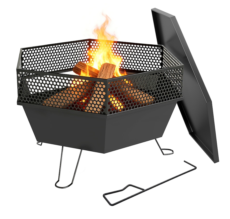 Image 938013.jpg, Product 938-013 / Price $89.99, Outdoor Fire Pit with Fire Poker, Foldable Wood Burning Firepits, Black from Outsunny on TSC.ca's department