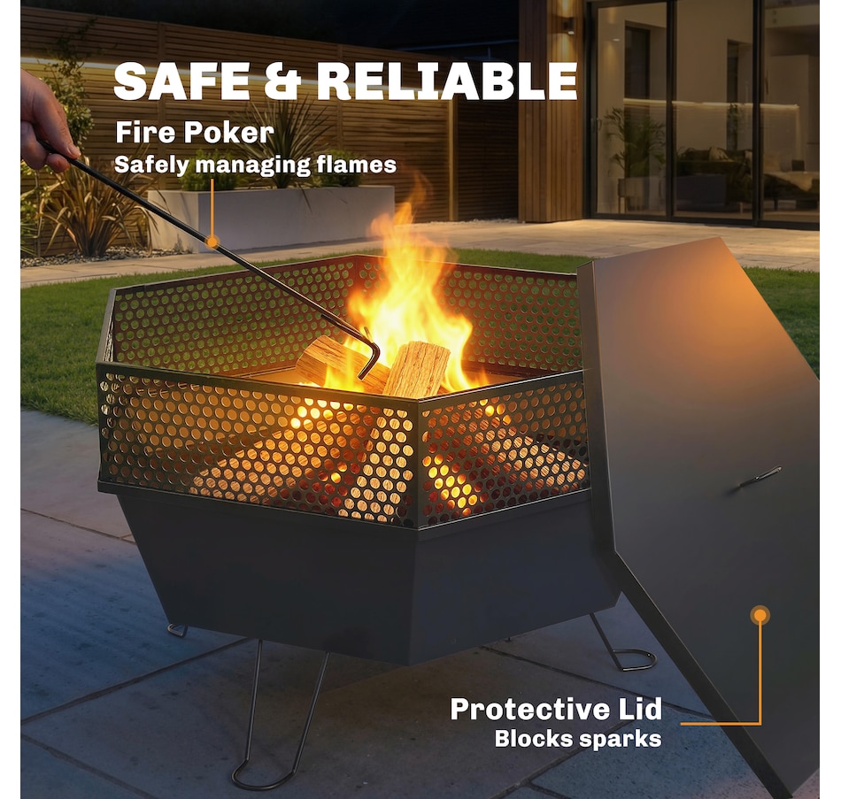 Image 938013_ALTMORE4.jpg, Product 938-013 / Price $89.99, Outdoor Fire Pit with Fire Poker, Foldable Wood Burning Firepits, Black from Outsunny on TSC.ca's department