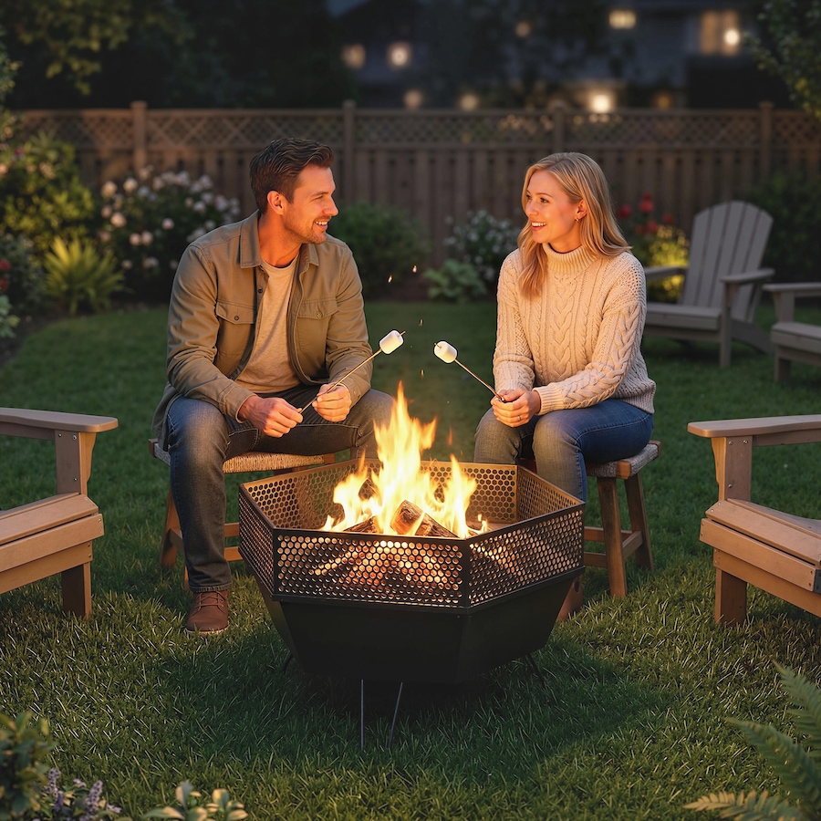 Image 938013_ALTMORE6.jpg, Product 938-013 / Price $94.99, Outdoor Fire Pit with Fire Poker, Foldable Wood Burning Firepits, Black from Outsunny on TSC.ca's department