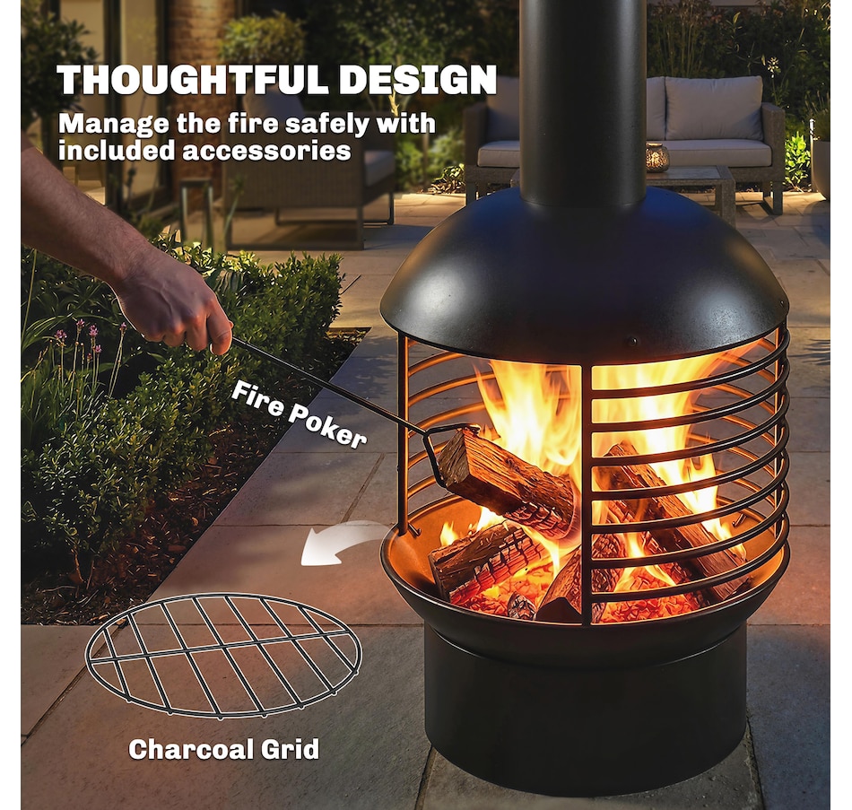 Image 938014_ALTMORE5.jpg, Product 938-014 / Price $139.99, Outsunny Outdoor Fire Pit, Portable Wood Burning Firepit with Poker, Black from Outsunny on TSC.ca's department