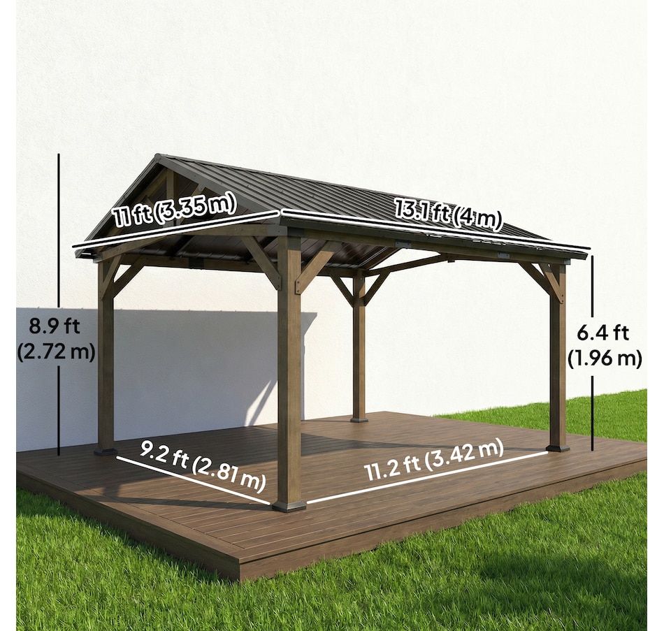 Image 938019_ALTMORE2.jpg, Product 938-019 / Price $1,449.99, Outsunny 13' x 11' Hardtop Gazebo with Galvanised Metal Roof Fir Wood Frame from Outsunny on TSC.ca's Home & Garden department