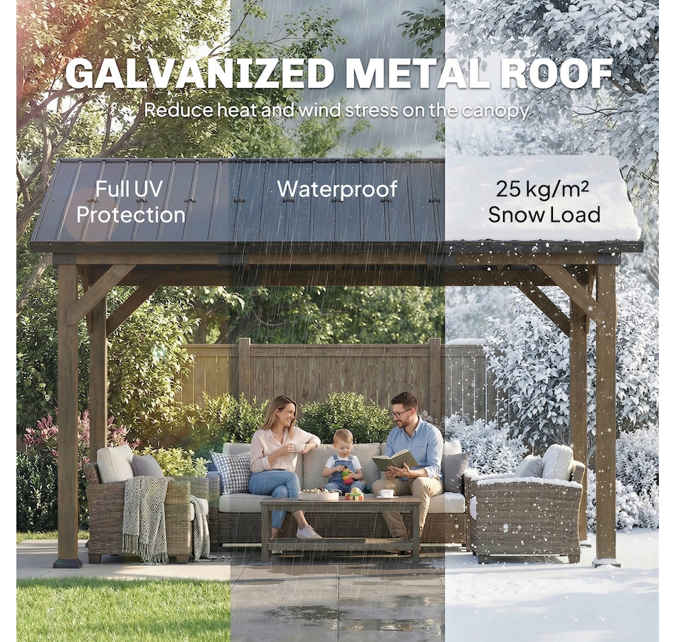Image 938019_ALTMORE3.jpg, Product 938-019 / Price $1,449.99, Outsunny 13' x 11' Hardtop Gazebo with Galvanised Metal Roof Fir Wood Frame from Outsunny on TSC.ca's Home & Garden department