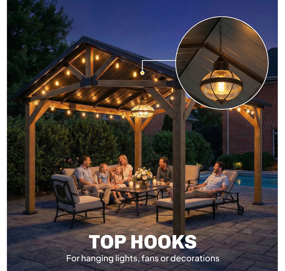 Image 938019_ALTMORE6.jpg, Product 938-019 / Price $1,449.99, Outsunny 13' x 11' Hardtop Gazebo with Galvanised Metal Roof Fir Wood Frame from Outsunny on TSC.ca's Home & Garden department