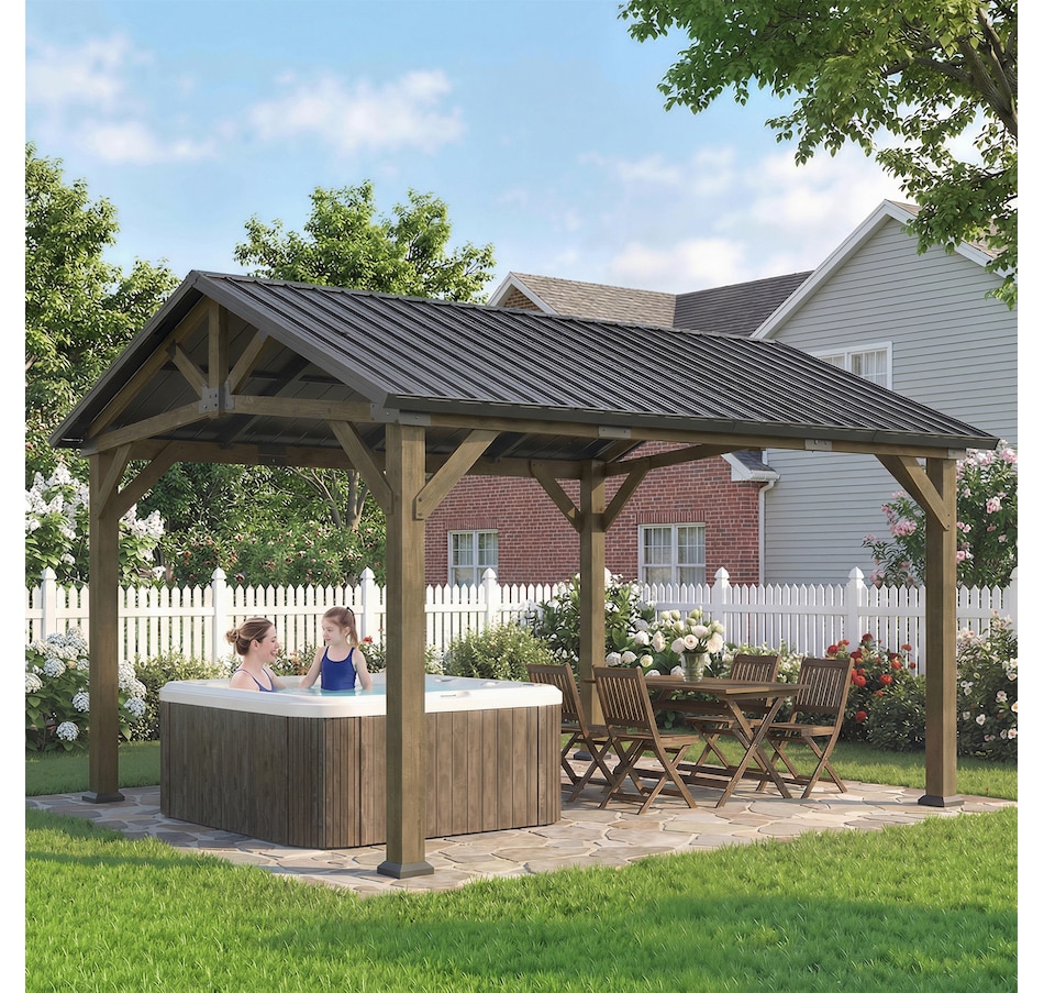 Image 938019_ALTMORE7.jpg, Product 938-019 / Price $1,449.99, Outsunny 13' x 11' Hardtop Gazebo with Galvanised Metal Roof Fir Wood Frame from Outsunny on TSC.ca's Home & Garden department