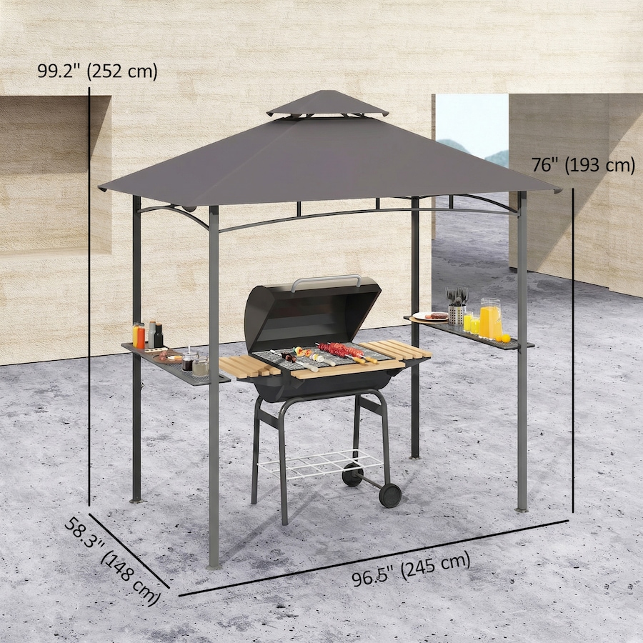 Image 938021_ALTMORE2.jpg, Product 938-021 / Price $119.99, Outsunny 8' x 5' BBQ Grill Gazebo Tent for Outdoor Sun Shade, Dark Grey from Outsunny on TSC.ca's Home & Garden department