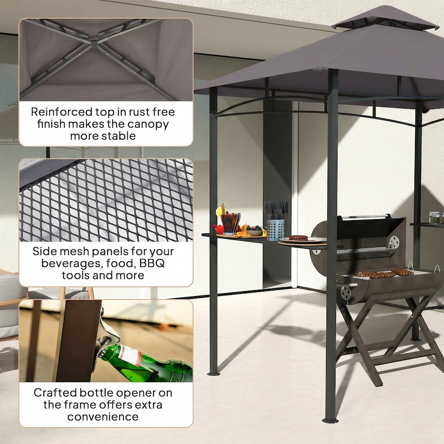 Image 938021_ALTMORE4.jpg, Product 938-021 / Price $119.99, Outsunny 8' x 5' BBQ Grill Gazebo Tent for Outdoor Sun Shade, Dark Grey from Outsunny on TSC.ca's Home & Garden department