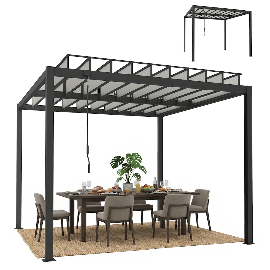 Image 938022.jpg, Product 938-022 / Price $1,059.99, Outsunny 9.5x10 ft Louvered Pergola with PC Roof, Aluminium Pergola Gazebo from Outsunny on TSC.ca's Home & Garden department