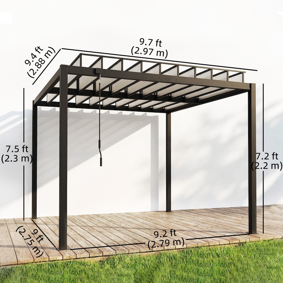 Image 938022_ALTMORE2.jpg, Product 938-022 / Price $1,059.99, Outsunny 9.5x10 ft Louvered Pergola with PC Roof, Aluminium Pergola Gazebo from Outsunny on TSC.ca's Home & Garden department