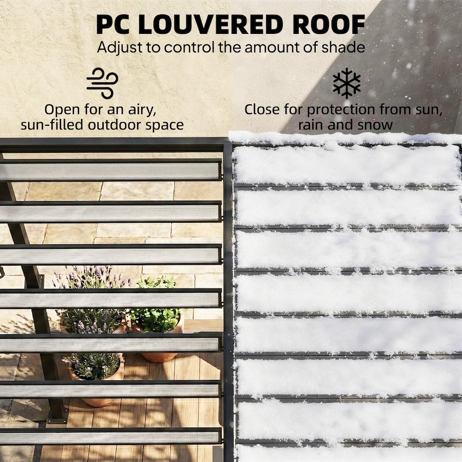 Image 938022_ALTMORE3.jpg, Product 938-022 / Price $1,059.99, Outsunny 9.5x10 ft Louvered Pergola with PC Roof, Aluminium Pergola Gazebo from Outsunny on TSC.ca's Home & Garden department