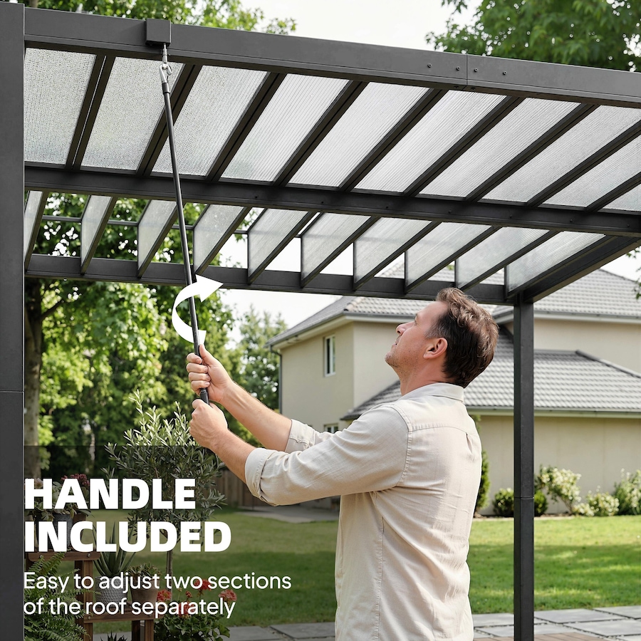 Image 938022_ALTMORE6.jpg, Product 938-022 / Price $1,059.99, Outsunny 9.5x10 ft Louvered Pergola with PC Roof, Aluminium Pergola Gazebo from Outsunny on TSC.ca's Home & Garden department