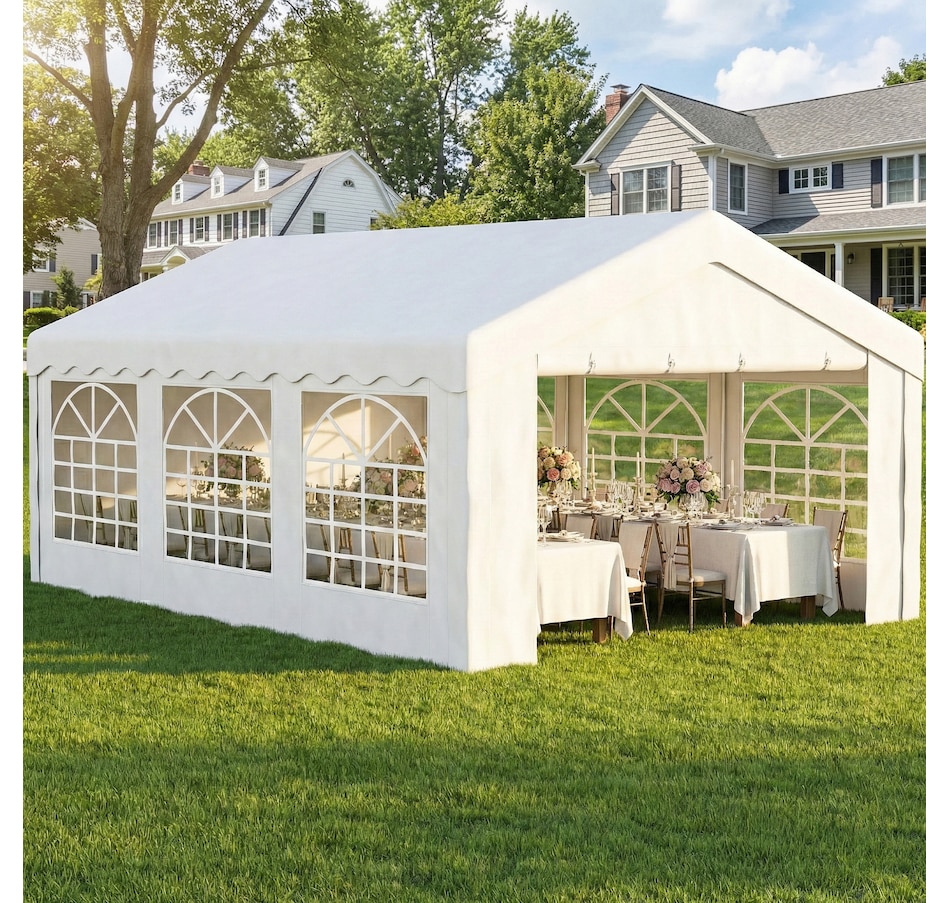 Image 938024_ALTMORE8.jpg, Product 938-024 / Price $489.99, Outsunny 20'x13' Heavy Duty Party Tent, Carport Garage Canopy, White from Outsunny on TSC.ca's Home & Garden department