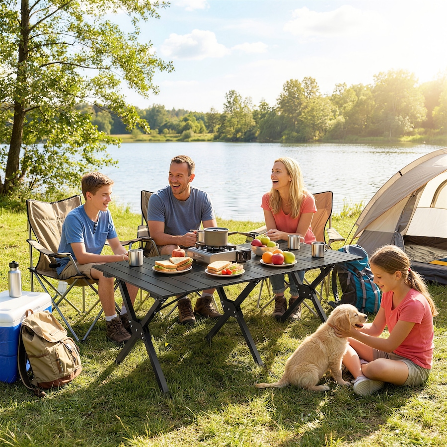 Image 938036_ALTMORE1.jpg, Product 938-036 / Price $74.99, Outsunny 4ft Picnic Table with Roll Up Top and Carry Bag, Black from Outsunny on TSC.ca's Health & Fitness department
