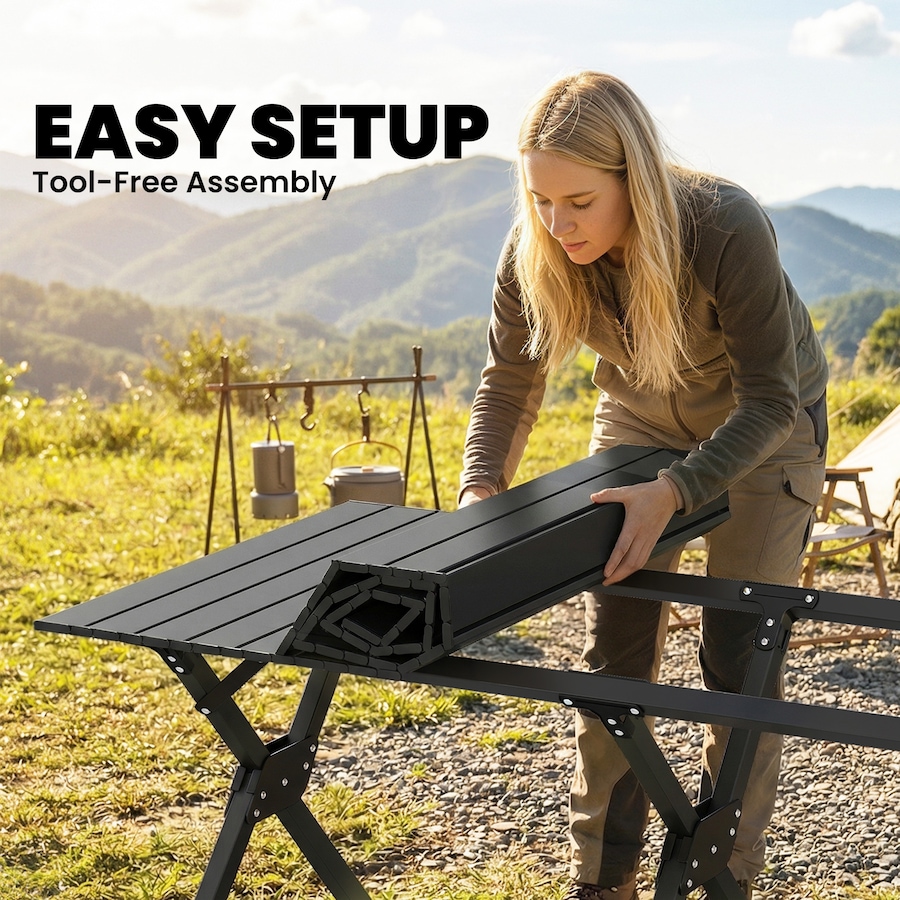 Image 938036_ALTMORE5.jpg, Product 938-036 / Price $74.99, Outsunny 4ft Picnic Table with Roll Up Top and Carry Bag, Black from Outsunny on TSC.ca's Health & Fitness department