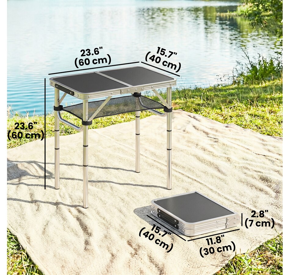 Image 938037_ALTMORE2.jpg, Product 938-037 / Price $49.99, Outsunny 2ft Folding Camping Table, Picnic Table with Storage Layer, Black from Outsunny on TSC.ca's Health & Fitness department