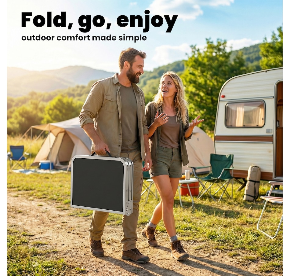 Image 938037_ALTMORE3.jpg, Product 938-037 / Price $49.99, Outsunny 2ft Folding Camping Table, Picnic Table with Storage Layer, Black from Outsunny on TSC.ca's Health & Fitness department