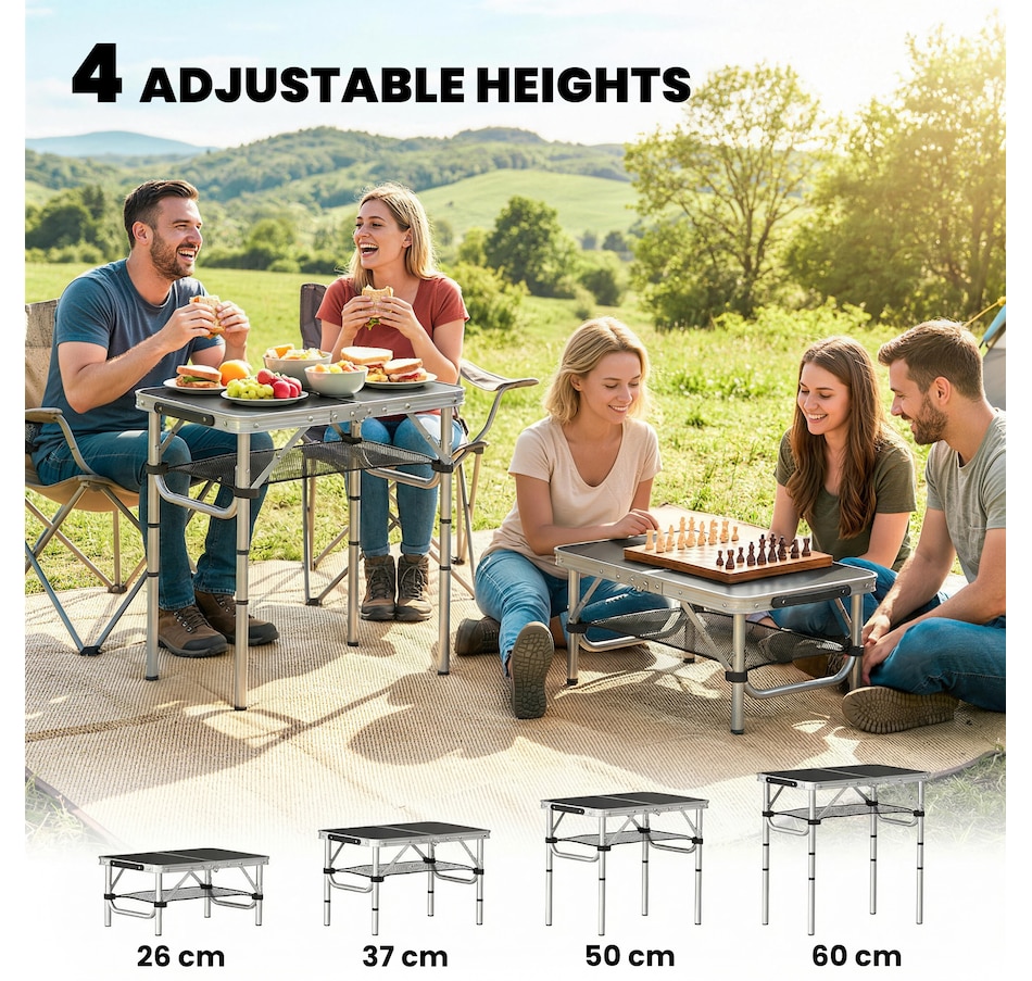 Image 938037_ALTMORE4.jpg, Product 938-037 / Price $49.99, Outsunny 2ft Folding Camping Table, Picnic Table with Storage Layer, Black from Outsunny on TSC.ca's Health & Fitness department