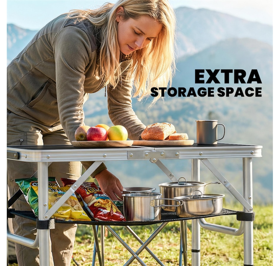 Image 938037_ALTMORE5.jpg, Product 938-037 / Price $49.99, Outsunny 2ft Folding Camping Table, Picnic Table with Storage Layer, Black from Outsunny on TSC.ca's Health & Fitness department