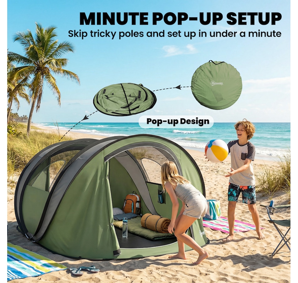 Image 938040_ALTMORE3.jpg, Product 938-040 / Price $159.99, Outsunny Pop-Up Camping Tent for 4-5 Person, Green from Outsunny on TSC.ca's Health & Fitness department