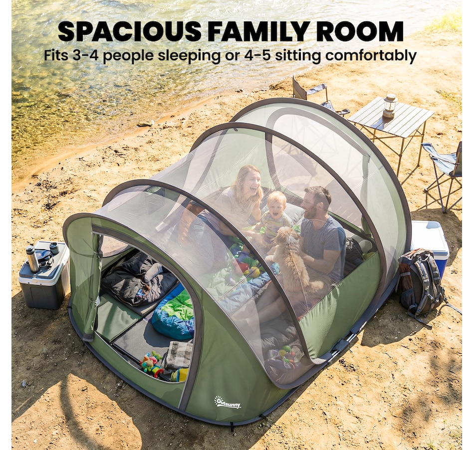 Image 938040_ALTMORE4.jpg, Product 938-040 / Price $159.99, Outsunny Pop-Up Camping Tent for 4-5 Person, Green from Outsunny on TSC.ca's Health & Fitness department