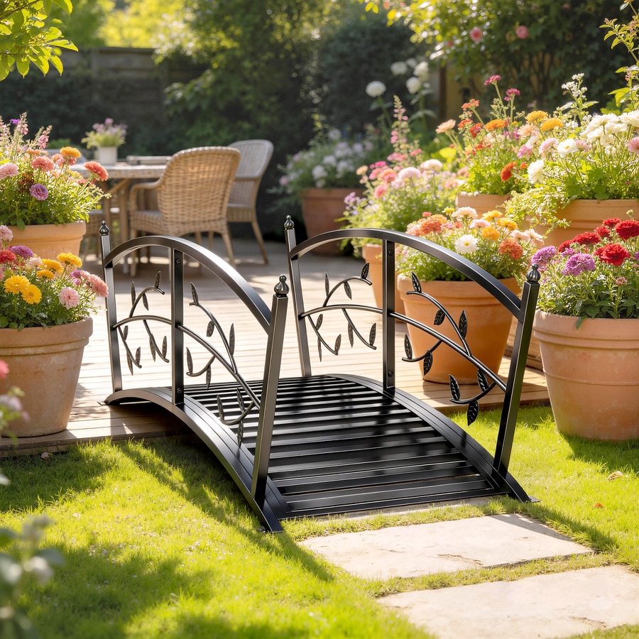 Image 938048_ALTMORE1.jpg, Product 938-048 / Price $139.99, Outsunny 4 FT Metal Garden Bridge with Safety Railings, Outdoor Bridge from Outsunny on TSC.ca's Home & Garden department