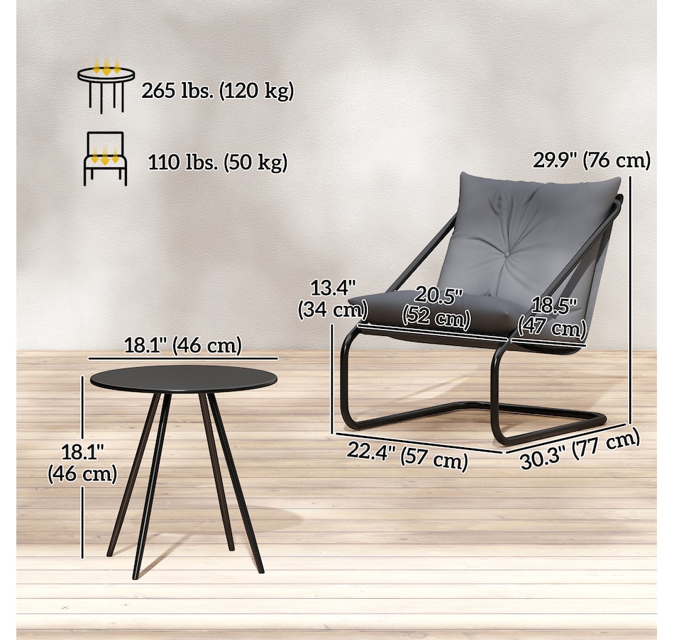 Image 938062_ALTMORE2.jpg, Product 938-062 / Price $169.99, Outsunny Outdoor Bistro Set with C Spring Chairs and Cushions, Light Grey from Outsunny on TSC.ca's Home & Garden department