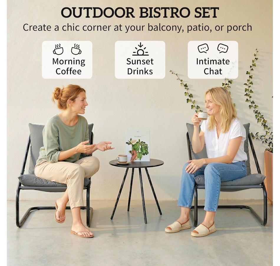 Image 938062_ALTMORE3.jpg, Product 938-062 / Price $169.99, Outsunny Outdoor Bistro Set with C Spring Chairs and Cushions, Light Grey from Outsunny on TSC.ca's Home & Garden department