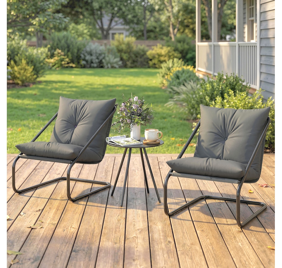 Image 938062_ALTMORE8.jpg, Product 938-062 / Price $169.99, Outsunny Outdoor Bistro Set with C Spring Chairs and Cushions, Light Grey from Outsunny on TSC.ca's Home & Garden department