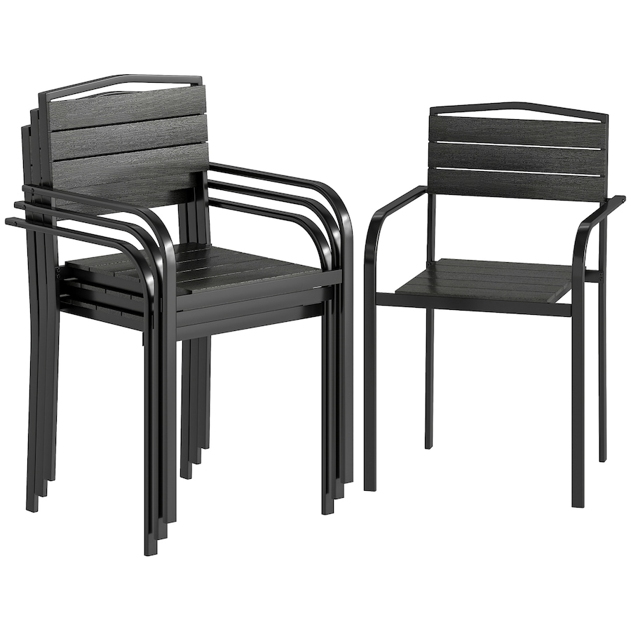 Image 938063.jpg, Product 938-063 / Price $194.99, Outsunny Patio Chairs Set of 4, Stackable Outdoor Dining Chairs, Black from Outsunny on TSC.ca's Home & Garden department