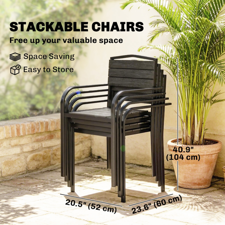 Image 938063_ALTMORE3.jpg, Product 938-063 / Price $194.99, Outsunny Patio Chairs Set of 4, Stackable Outdoor Dining Chairs, Black from Outsunny on TSC.ca's Home & Garden department