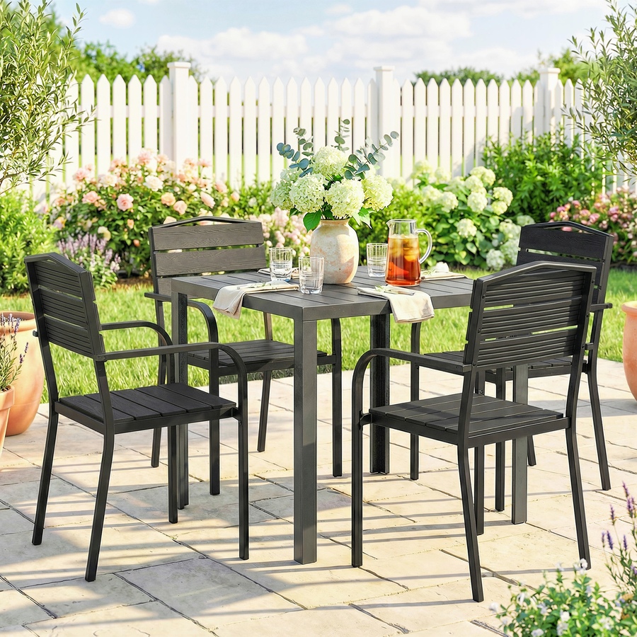 Image 938063_ALTMORE7.jpg, Product 938-063 / Price $194.99, Outsunny Patio Chairs Set of 4, Stackable Outdoor Dining Chairs, Black from Outsunny on TSC.ca's Home & Garden department