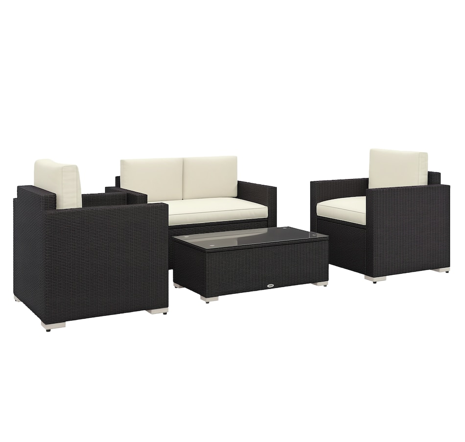Image 938069.png, Product 938-069 / Price $539.99, Outsunny 4 Pieces Rattan Patio Furniture Set with Cushions for Porch Garden from Outsunny on TSC.ca's Home & Garden department