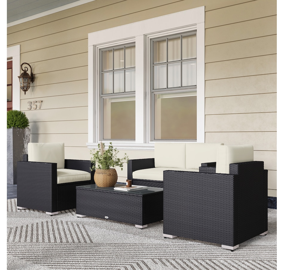 Image 938069_ALTMORE1.jpg, Product 938-069 / Price $539.99, Outsunny 4 Pieces Rattan Patio Furniture Set with Cushions for Porch Garden from Outsunny on TSC.ca's Home & Garden department