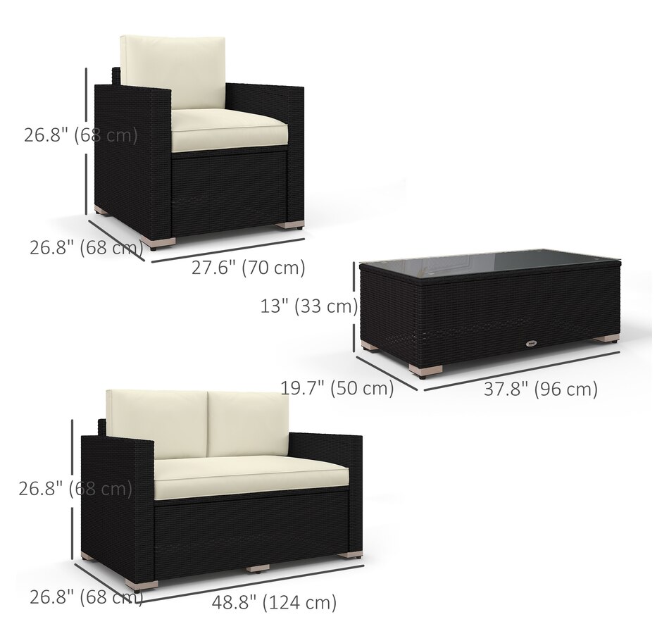 Image 938069_ALTMORE2.jpg, Product 938-069 / Price $539.99, Outsunny 4 Pieces Rattan Patio Furniture Set with Cushions for Porch Garden from Outsunny on TSC.ca's Home & Garden department