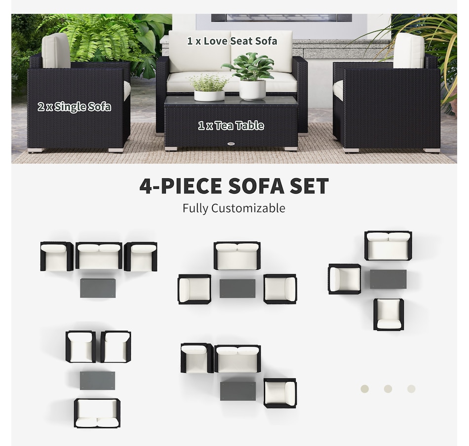 Image 938069_ALTMORE4.jpg, Product 938-069 / Price $539.99, Outsunny 4 Pieces Rattan Patio Furniture Set with Cushions for Porch Garden from Outsunny on TSC.ca's Home & Garden department