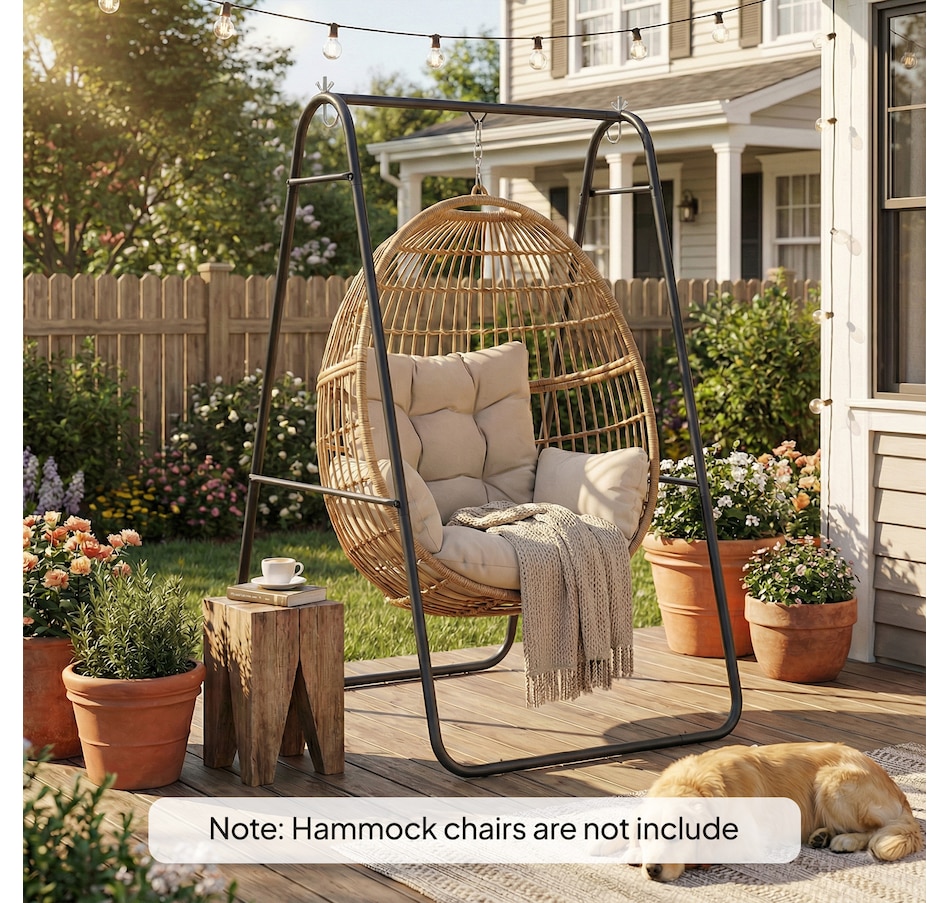 Image 938077_ALTMORE1.jpg, Product 938-077 / Price $82.99, Outsunny Hanging Hammock Stand,Hammock Chair Stand Only, 330 LBS, Black from Outsunny on TSC.ca's Home & Garden department