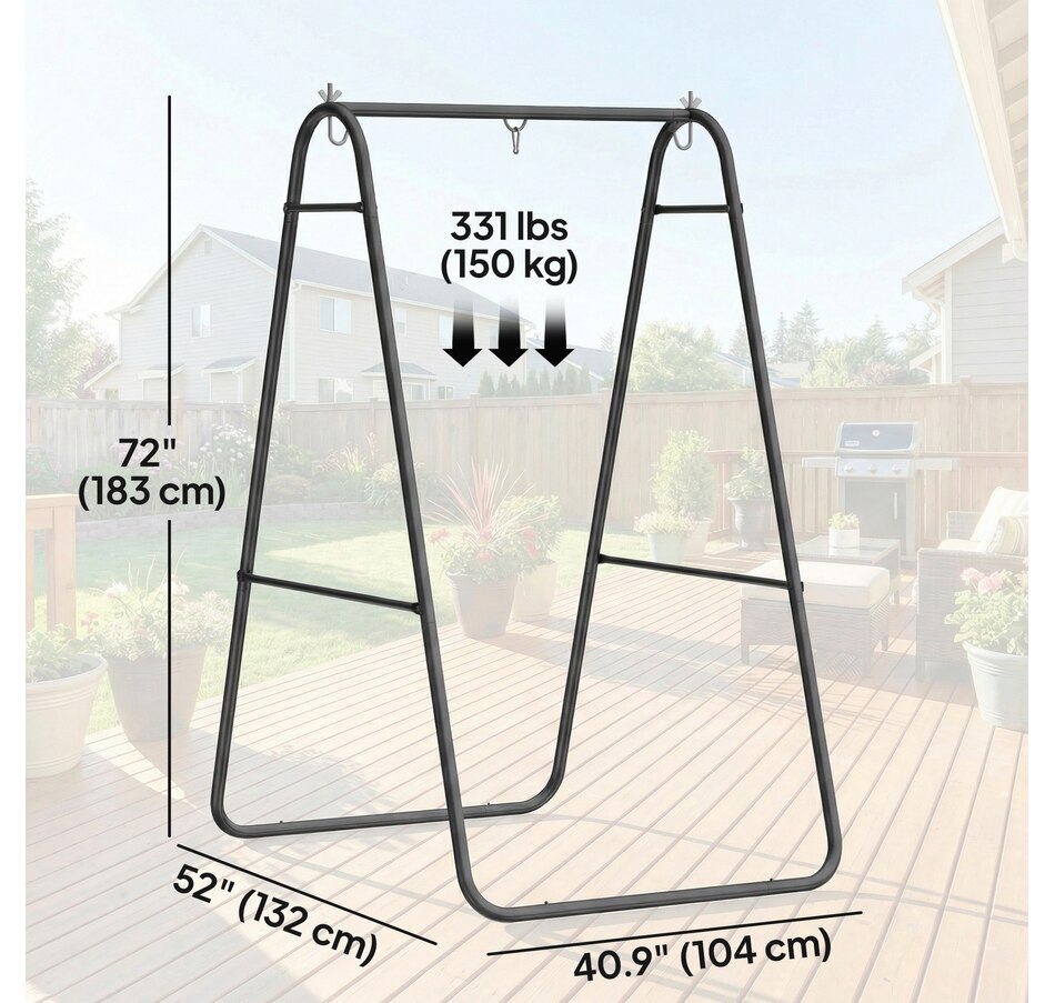 Image 938077_ALTMORE2.jpg, Product 938-077 / Price $82.99, Outsunny Hanging Hammock Stand,Hammock Chair Stand Only, 330 LBS, Black from Outsunny on TSC.ca's Home & Garden department