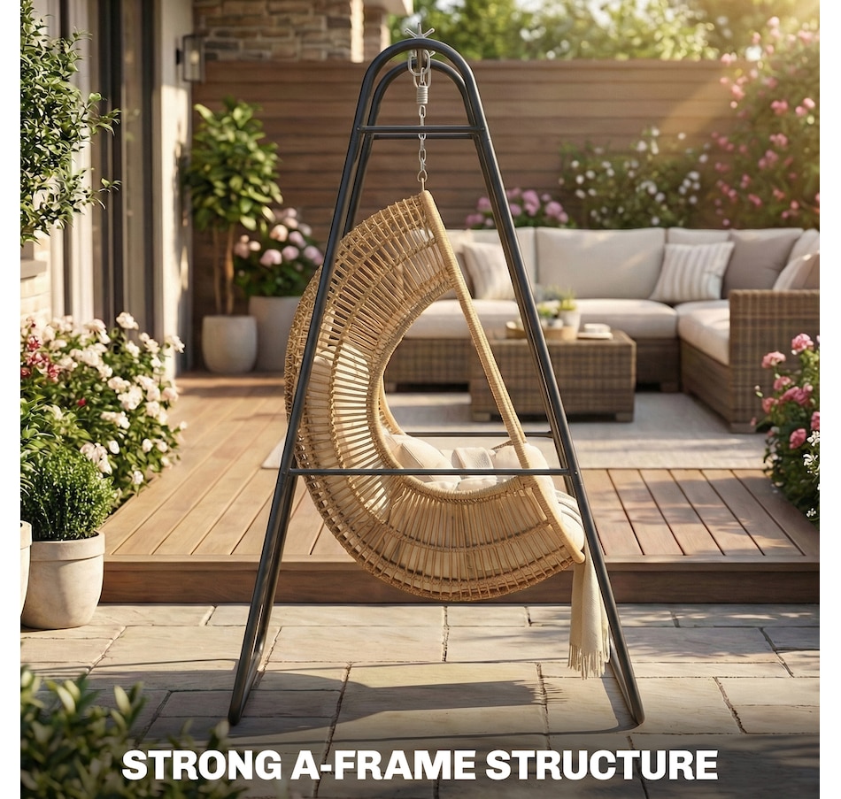 Image 938077_ALTMORE3.jpg, Product 938-077 / Price $82.99, Outsunny Hanging Hammock Stand,Hammock Chair Stand Only, 330 LBS, Black from Outsunny on TSC.ca's Home & Garden department