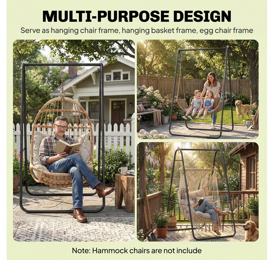 Image 938077_ALTMORE4.jpg, Product 938-077 / Price $82.99, Outsunny Hanging Hammock Stand,Hammock Chair Stand Only, 330 LBS, Black from Outsunny on TSC.ca's Home & Garden department