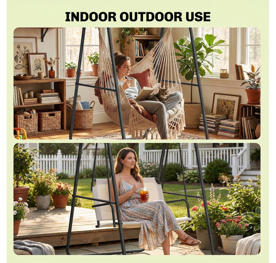 Image 938077_ALTMORE5.jpg, Product 938-077 / Price $82.99, Outsunny Hanging Hammock Stand,Hammock Chair Stand Only, 330 LBS, Black from Outsunny on TSC.ca's Home & Garden department