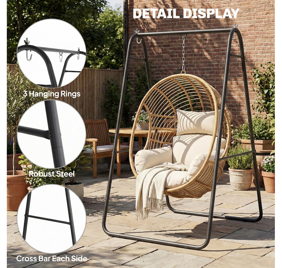 Image 938077_ALTMORE6.jpg, Product 938-077 / Price $82.99, Outsunny Hanging Hammock Stand,Hammock Chair Stand Only, 330 LBS, Black from Outsunny on TSC.ca's Home & Garden department