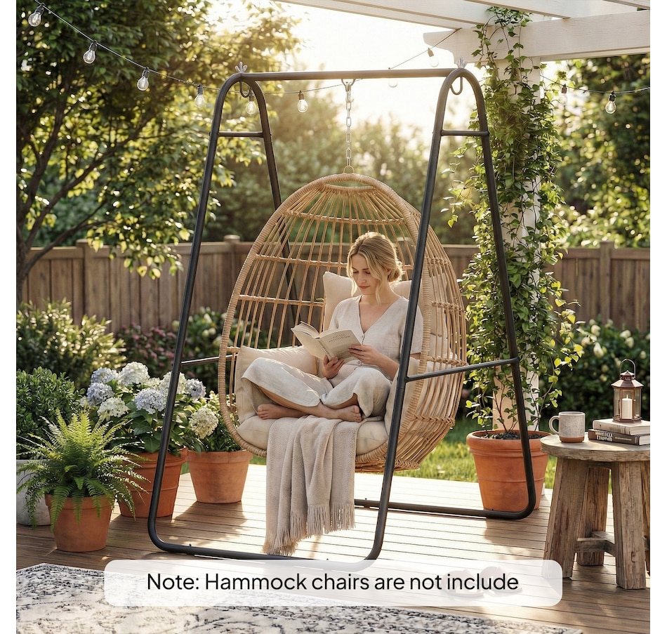 Image 938077_ALTMORE7.jpg, Product 938-077 / Price $82.99, Outsunny Hanging Hammock Stand,Hammock Chair Stand Only, 330 LBS, Black from Outsunny on TSC.ca's Home & Garden department