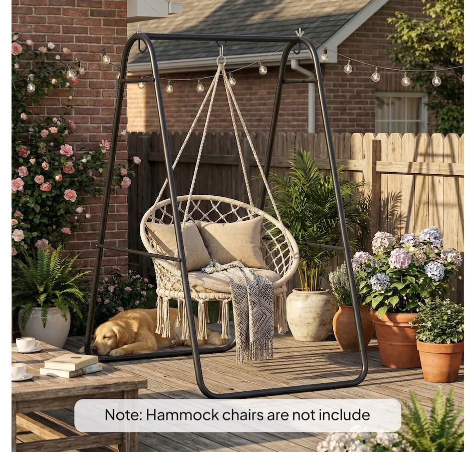 Image 938077_ALTMORE8.jpg, Product 938-077 / Price $82.99, Outsunny Hanging Hammock Stand,Hammock Chair Stand Only, 330 LBS, Black from Outsunny on TSC.ca's Home & Garden department