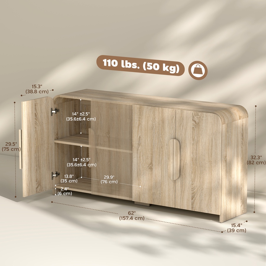 Image 938094_ALTMORE2.jpg, Product 938-094 / Price $279.99, HOMCOM Sideboard Cabinet, 62" Modern Buffet Cabinet with Soft-Close Doors from HOMCOM on TSC.ca's Home & Garden department