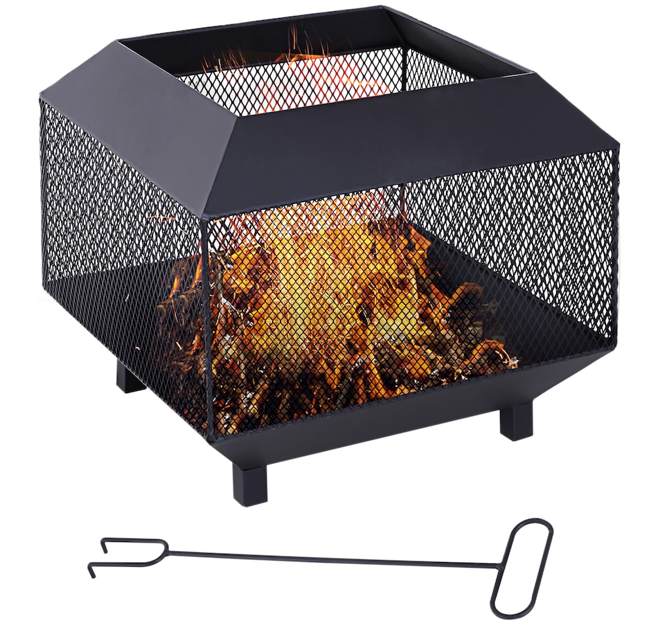 Image 938102.jpg, Product 938-102 / Price $89.99, Outsunny 17" Outdoor Fire Pit with Fire Poker, Wood Burning Firepits, Black from Outsunny on TSC.ca's department